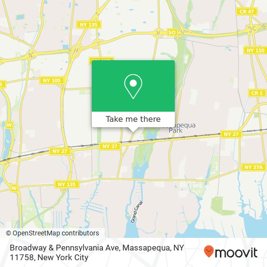 Mapa de Broadway & Pennsylvania Ave, Massapequa, NY 11758