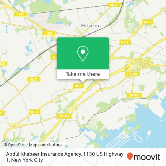 Mapa de Abdul Khabeer Insurance Agency, 1130 US Highway 1