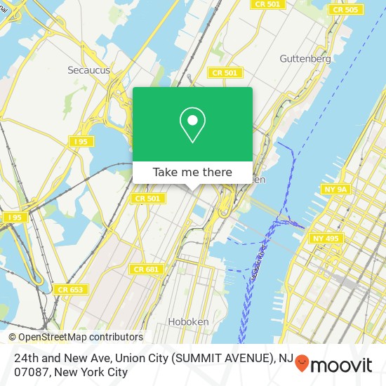 Mapa de 24th and New Ave, Union City (SUMMIT AVENUE), NJ 07087