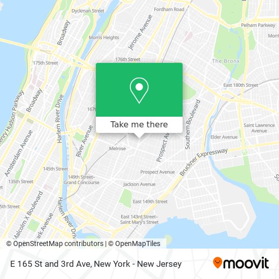 E 165 St and 3rd Ave map