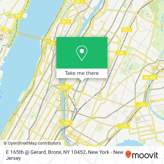 Mapa de E 165th @ Gerard, Bronx, NY 10452
