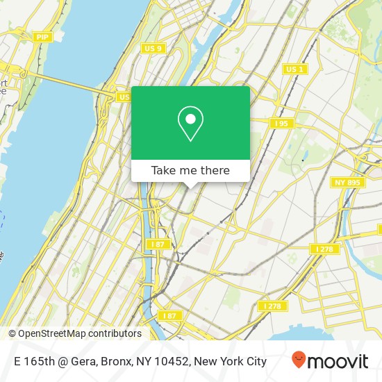 Mapa de E 165th @ Gera, Bronx, NY 10452