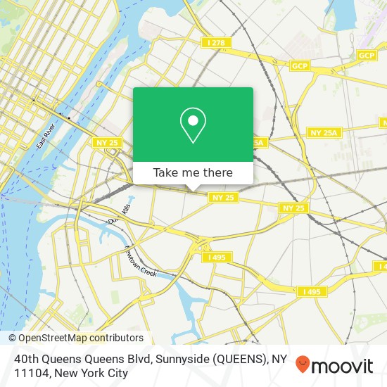 Mapa de 40th Queens Queens Blvd, Sunnyside (QUEENS), NY 11104