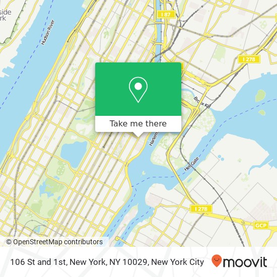 106 St and 1st, New York, NY 10029 map