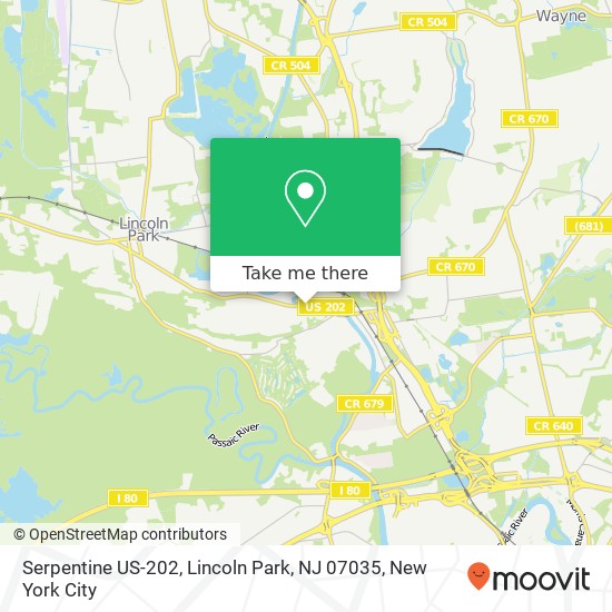 Serpentine US-202, Lincoln Park, NJ 07035 map