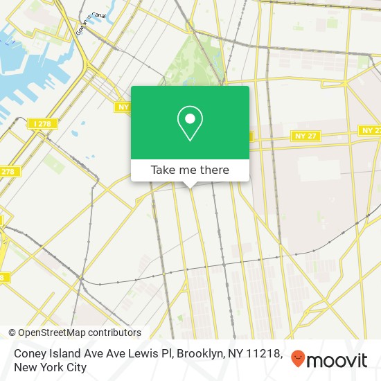 Mapa de Coney Island Ave Ave Lewis Pl, Brooklyn, NY 11218