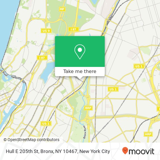 Mapa de Hull E 205th St, Bronx, NY 10467