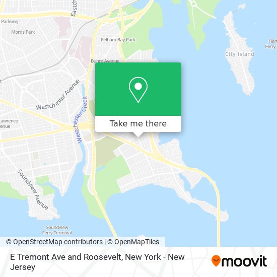 E Tremont Ave and Roosevelt map