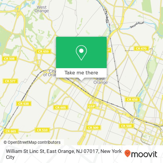 William St Linc St, East Orange, NJ 07017 map