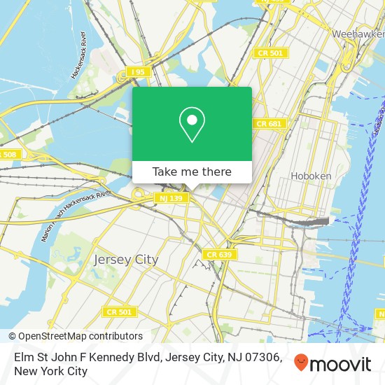 Elm St John F Kennedy Blvd, Jersey City, NJ 07306 map