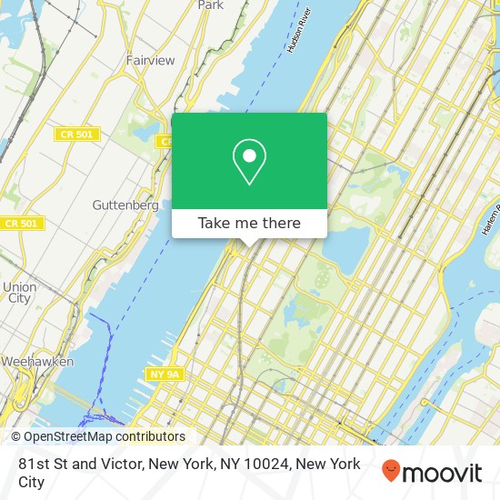81st St and Victor, New York, NY 10024 map
