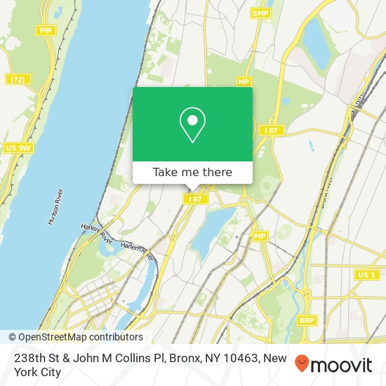 Mapa de 238th St & John M Collins Pl, Bronx, NY 10463