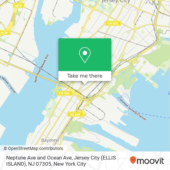 Neptune Ave and Ocean Ave, Jersey City (ELLIS ISLAND), NJ 07305 map