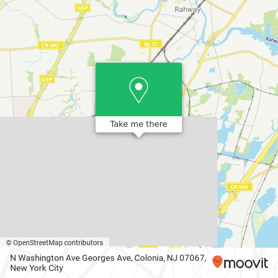 Mapa de N Washington Ave Georges Ave, Colonia, NJ 07067
