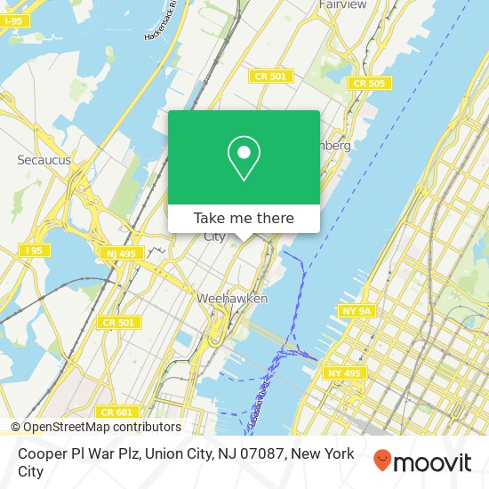 Mapa de Cooper Pl War Plz, Union City, NJ 07087