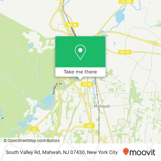 Mapa de South Valley Rd, Mahwah, NJ 07430
