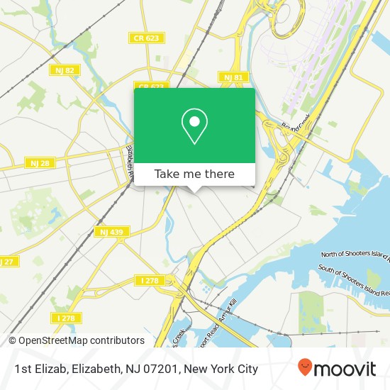 Mapa de 1st Elizab, Elizabeth, NJ 07201