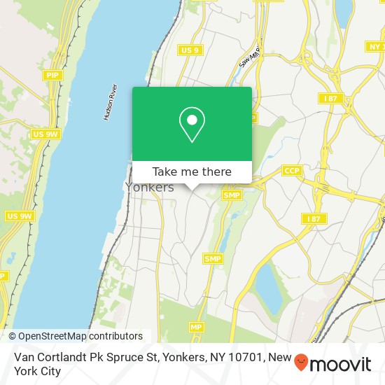 Mapa de Van Cortlandt Pk Spruce St, Yonkers, NY 10701