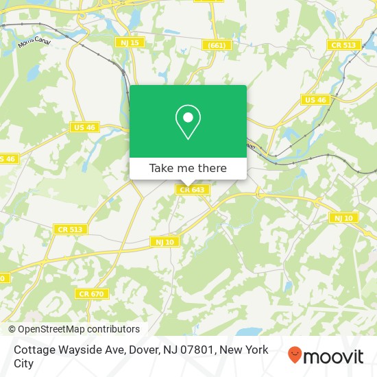 Mapa de Cottage Wayside Ave, Dover, NJ 07801
