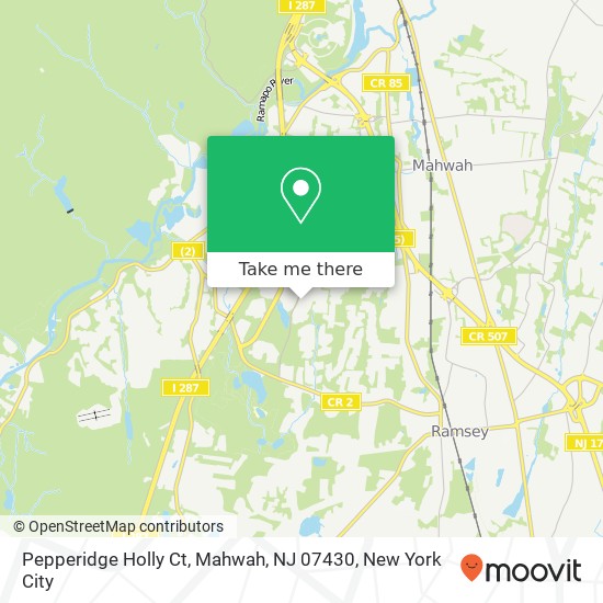 Mapa de Pepperidge Holly Ct, Mahwah, NJ 07430