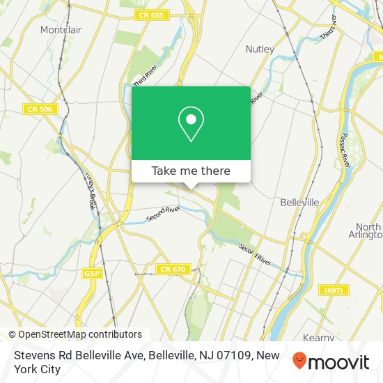 Mapa de Stevens Rd Belleville Ave, Belleville, NJ 07109