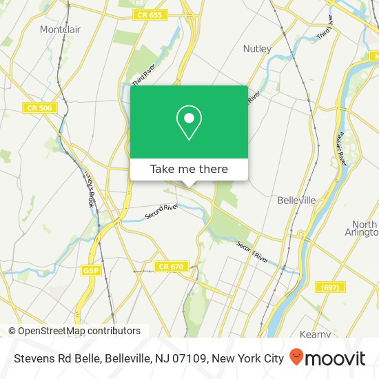 Mapa de Stevens Rd Belle, Belleville, NJ 07109