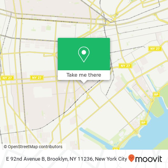 Mapa de E 92nd Avenue B, Brooklyn, NY 11236