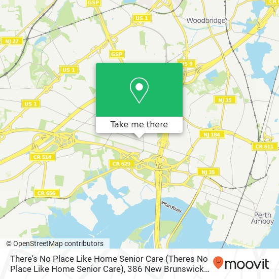 Mapa de There's No Place Like Home Senior Care (Theres No Place Like Home Senior Care), 386 New Brunswick Ave
