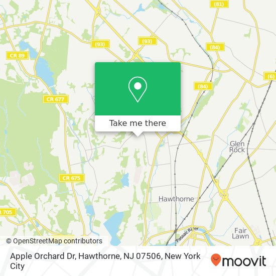 Mapa de Apple Orchard Dr, Hawthorne, NJ 07506