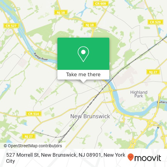 Mapa de 527 Morrell St, New Brunswick, NJ 08901