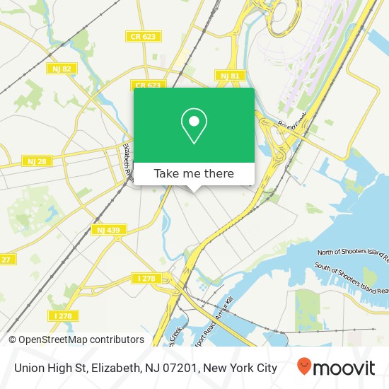 Mapa de Union High St, Elizabeth, NJ 07201