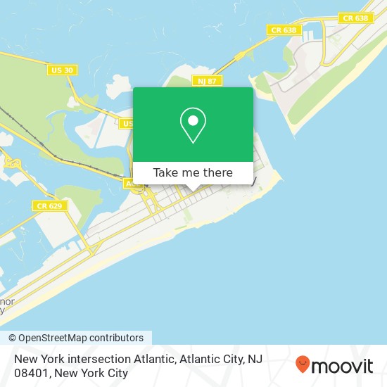 Mapa de New York intersection Atlantic, Atlantic City, NJ 08401