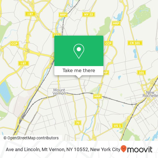 Mapa de Ave and Lincoln, Mt Vernon, NY 10552