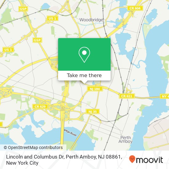 Mapa de Lincoln and Columbus Dr, Perth Amboy, NJ 08861