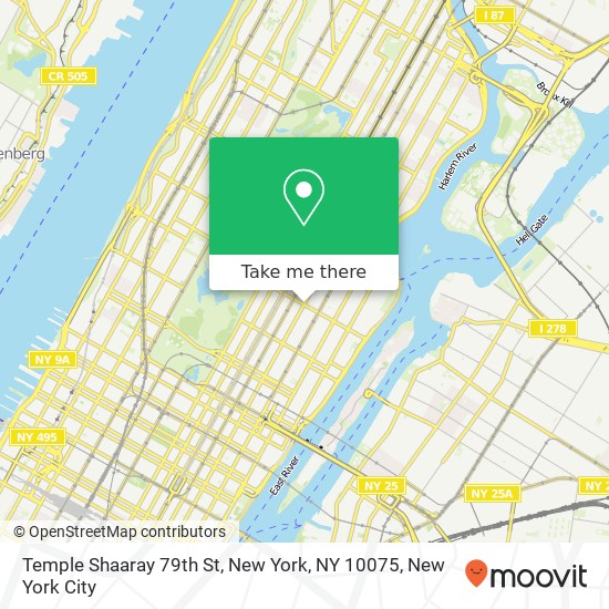 Temple Shaaray 79th St, New York, NY 10075 map