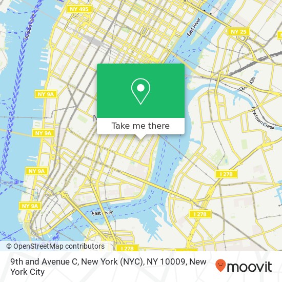 Mapa de 9th and Avenue C, New York (NYC), NY 10009