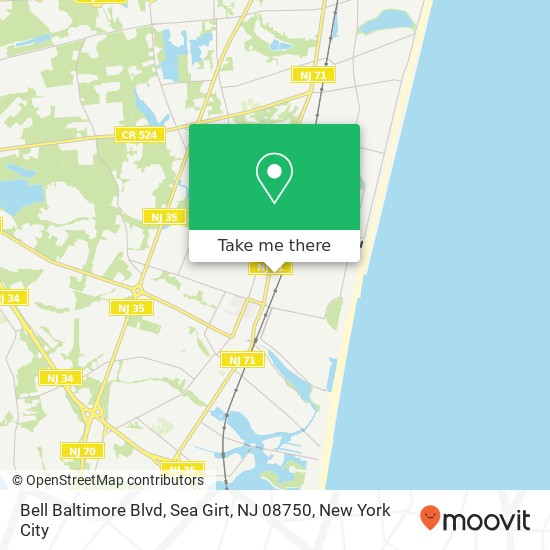 Mapa de Bell Baltimore Blvd, Sea Girt, NJ 08750