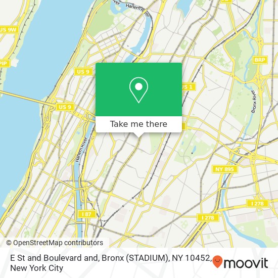 E St and Boulevard and, Bronx (STADIUM), NY 10452 map
