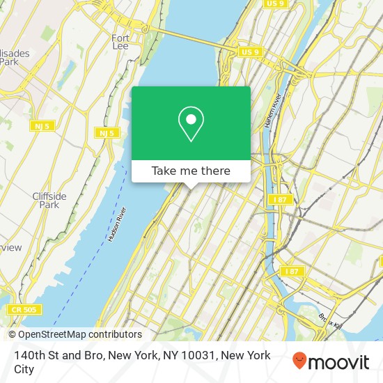 140th St and Bro, New York, NY 10031 map