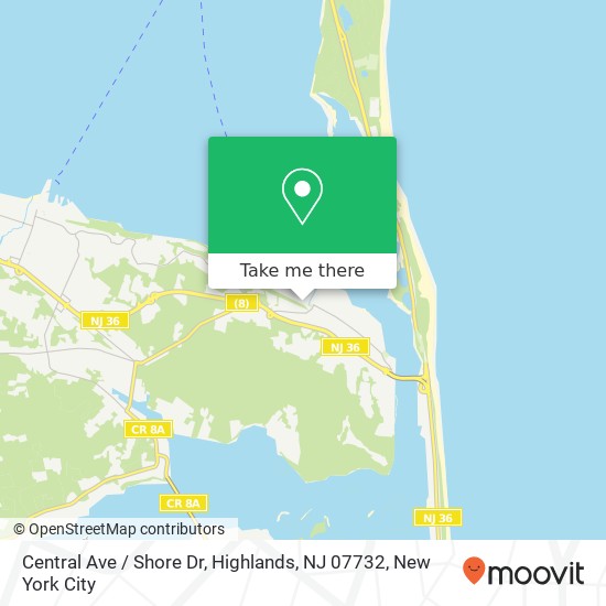 Mapa de Central Ave / Shore Dr, Highlands, NJ 07732