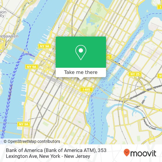 Mapa de Bank of America (Bank of America ATM), 353 Lexington Ave