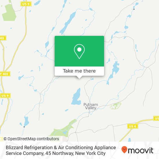 Blizzard Refrigeration & Air Conditioning Appliance Service Company, 45 Northway map