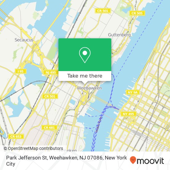 Mapa de Park Jefferson St, Weehawken, NJ 07086