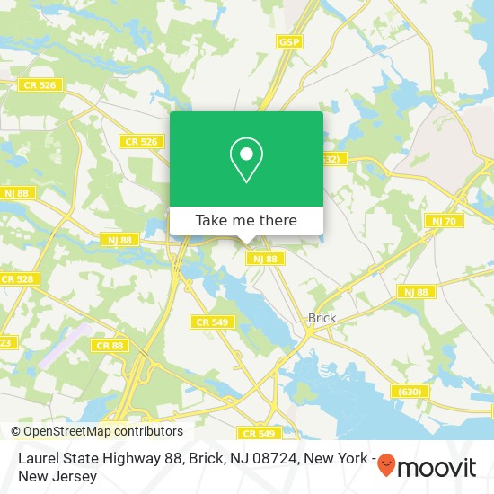 Laurel State Highway 88, Brick, NJ 08724 map