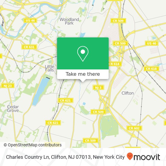 Mapa de Charles Country Ln, Clifton, NJ 07013