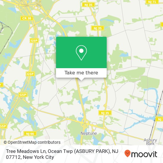 Mapa de Tree Meadows Ln, Ocean Twp (ASBURY PARK), NJ 07712