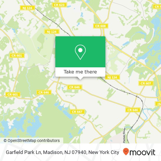 Mapa de Garfield Park Ln, Madison, NJ 07940