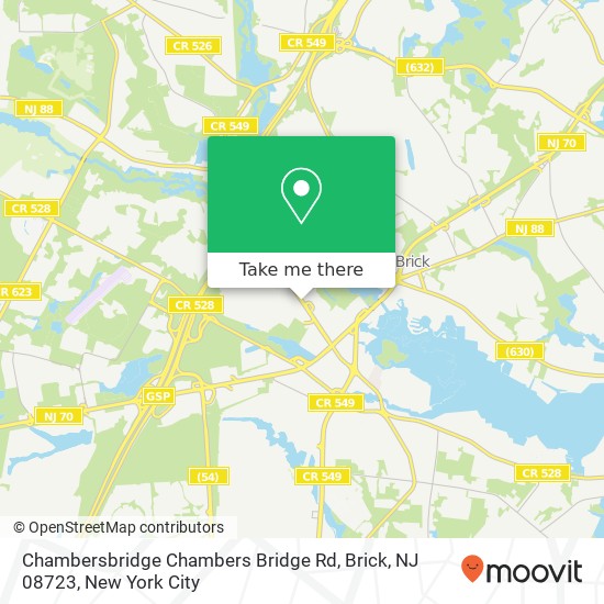 Mapa de Chambersbridge Chambers Bridge Rd, Brick, NJ 08723