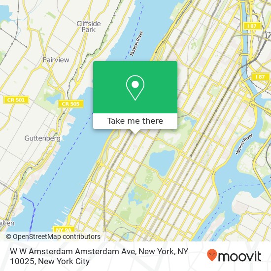W W Amsterdam Amsterdam Ave, New York, NY 10025 map