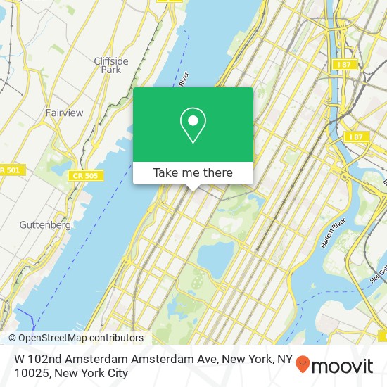 Mapa de W 102nd Amsterdam Amsterdam Ave, New York, NY 10025